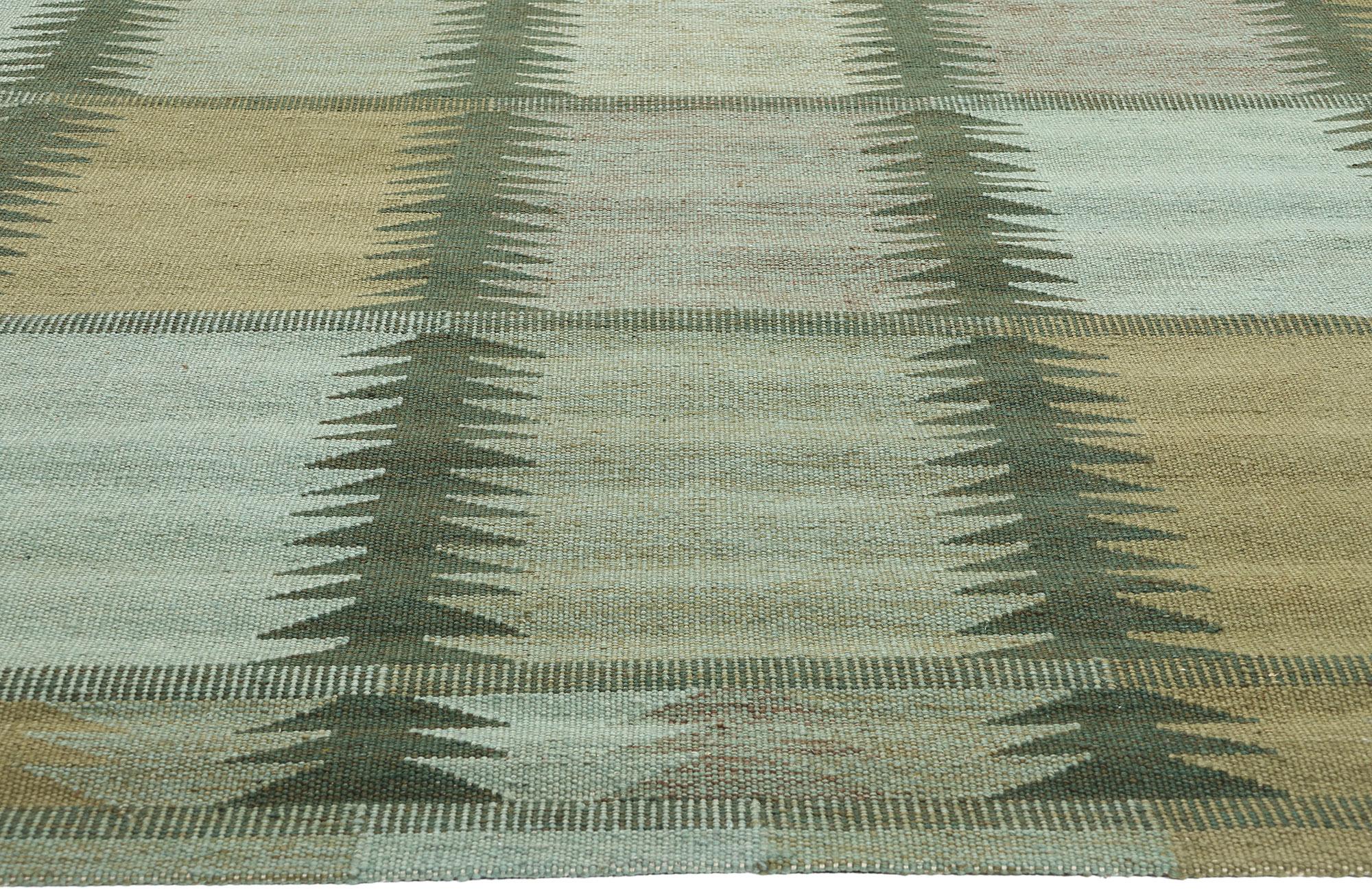 Indiano New Scandinavian Greene & Greene Kilim Röllakan di ispirazione svedese, 10'02 x 13'10 in vendita
