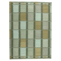 New Scandinavian Green Swedish Inspired Kilim Röllakan, 10'02 x 13'10