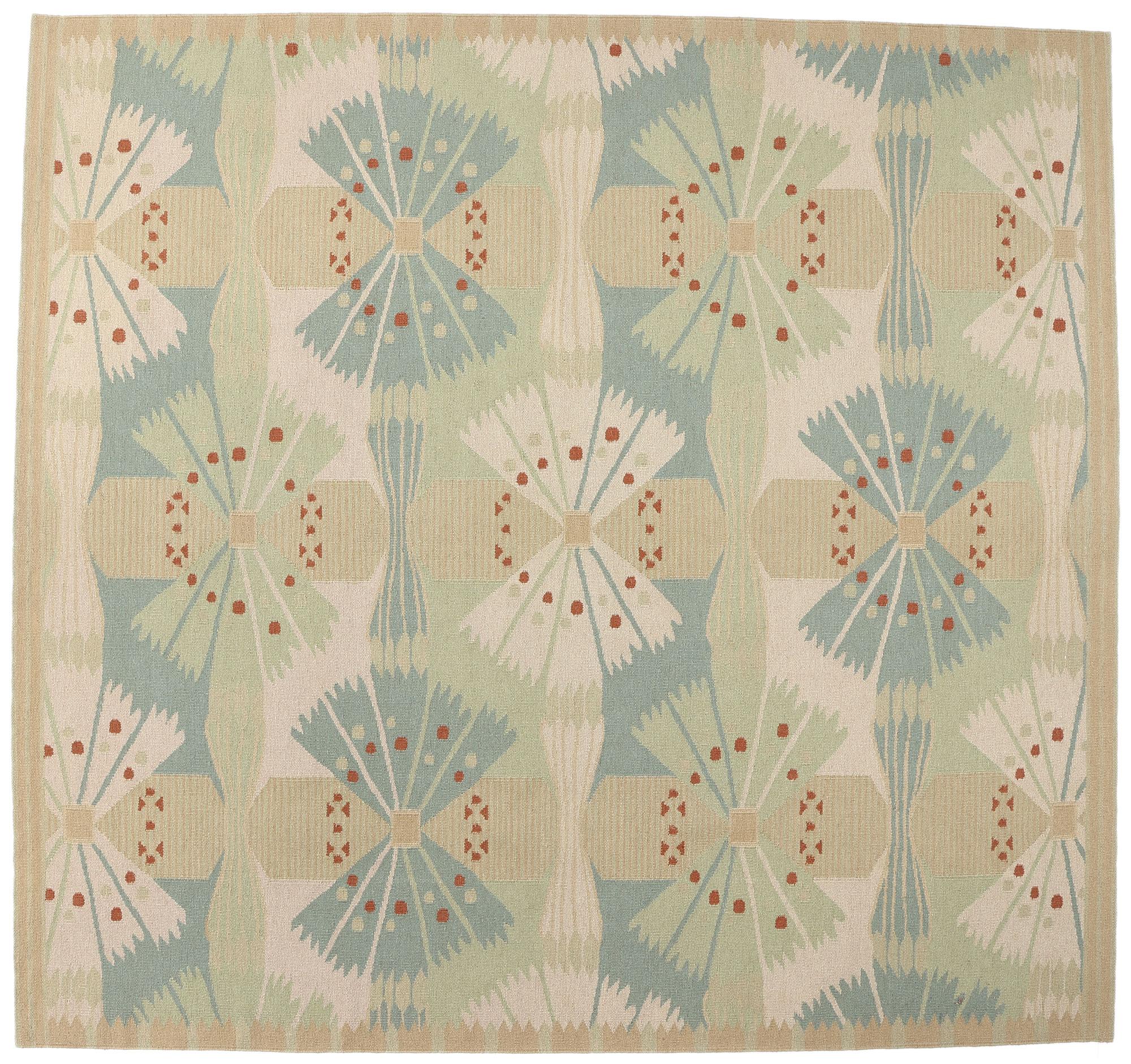 New Scandinavian Modern Style Kilim Röllakan di ispirazione svedese, 11'05 x 12'02 in vendita 2