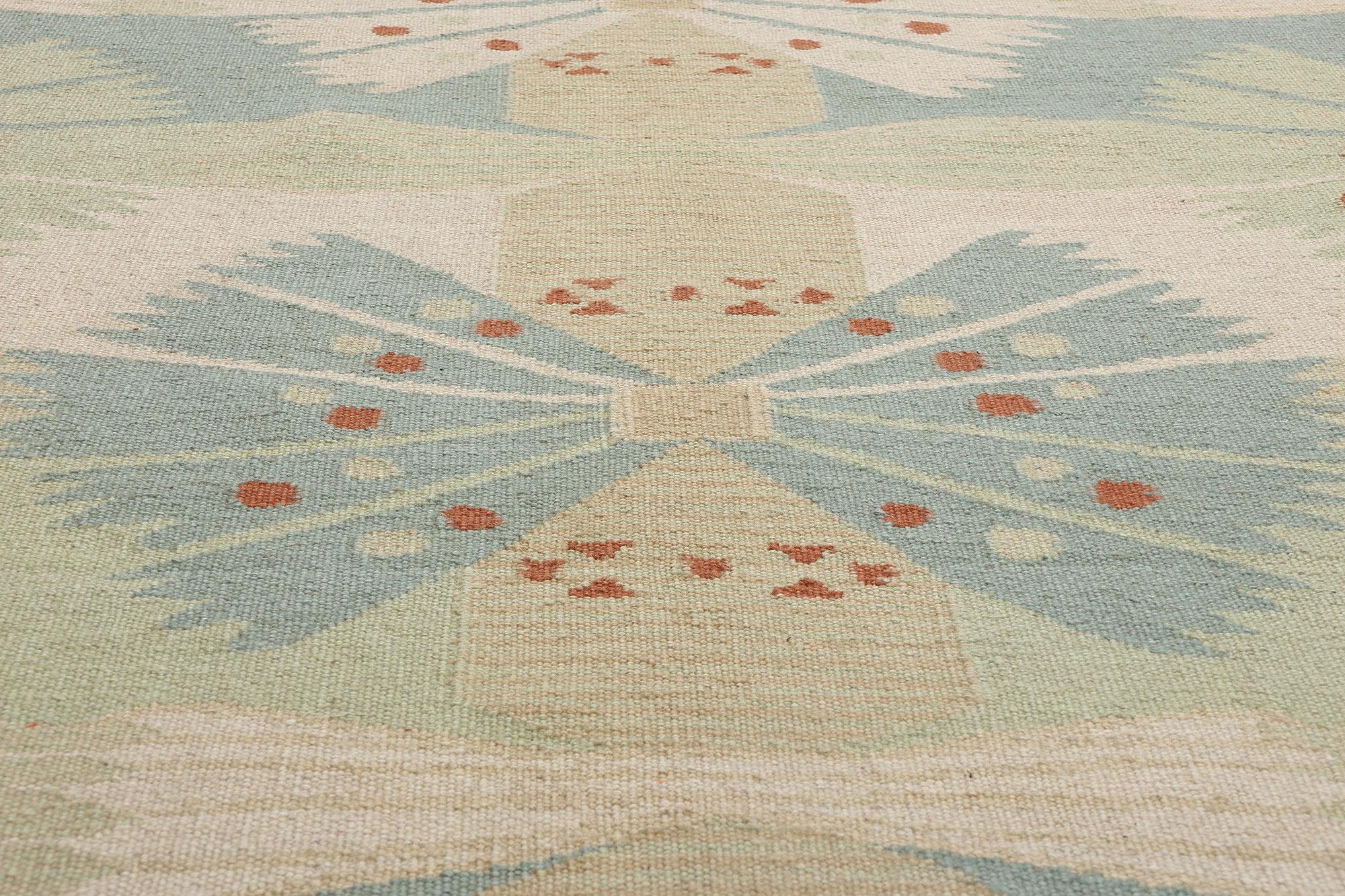 Tessuto a mano New Scandinavian Modern Style Kilim Röllakan di ispirazione svedese, 11'05 x 12'02 in vendita