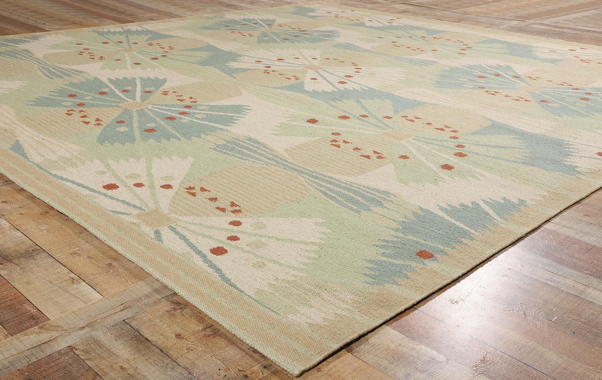 XXI secolo e contemporaneo New Scandinavian Modern Style Kilim Röllakan di ispirazione svedese, 11'05 x 12'02 in vendita