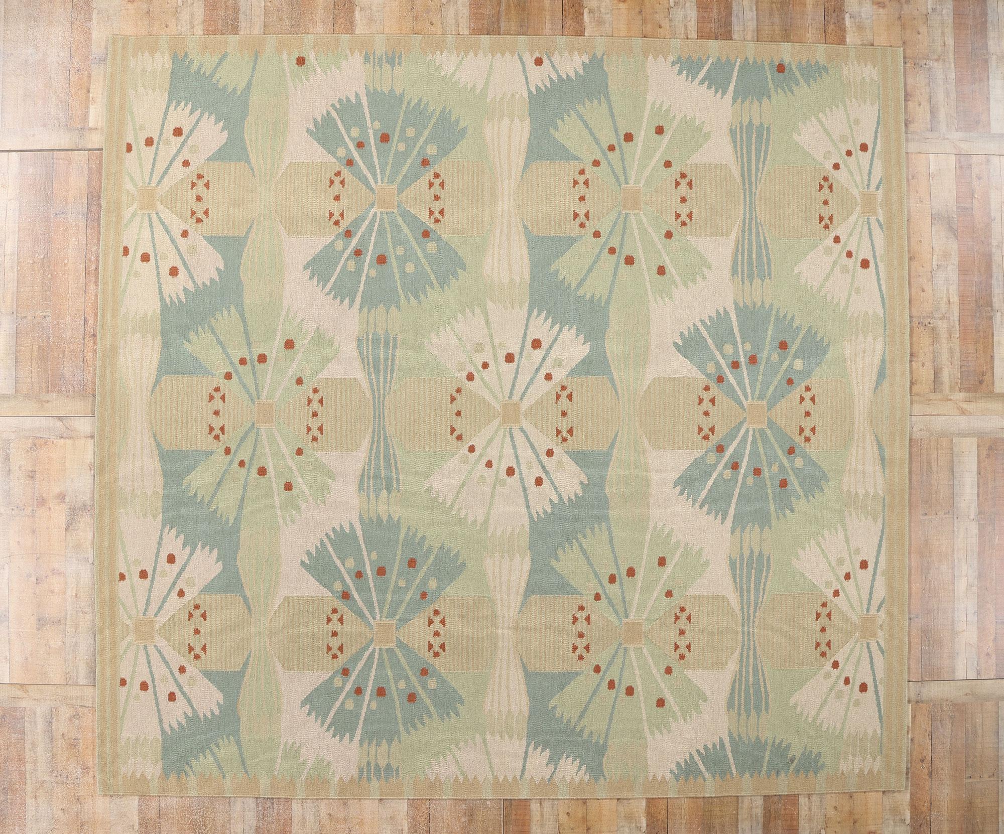 New Scandinavian Modern Style Kilim Röllakan di ispirazione svedese, 11'05 x 12'02 in vendita 1