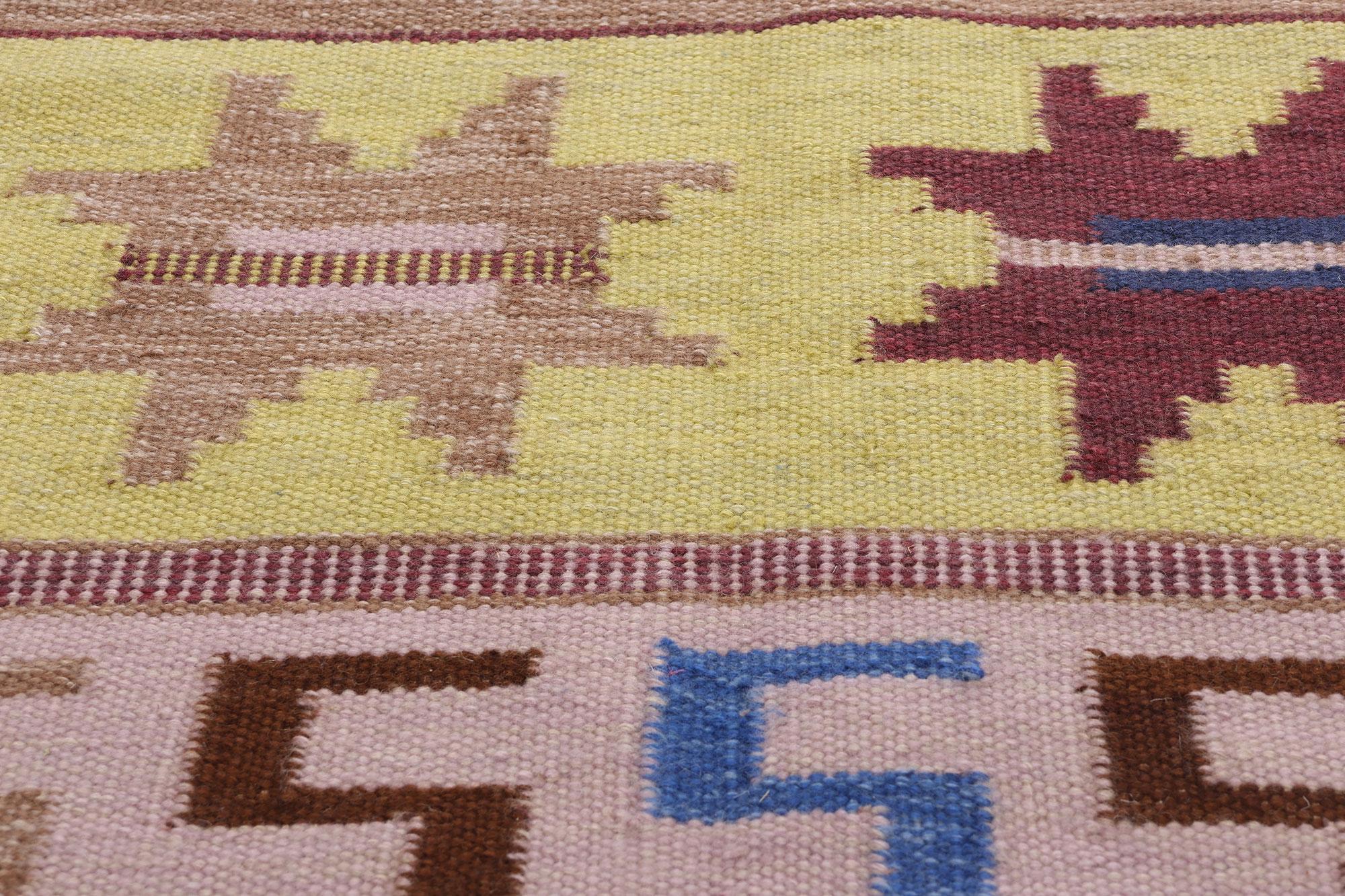Indian New Scandinavian Modern Swedish Inspired Flatweave Carpet For Sale