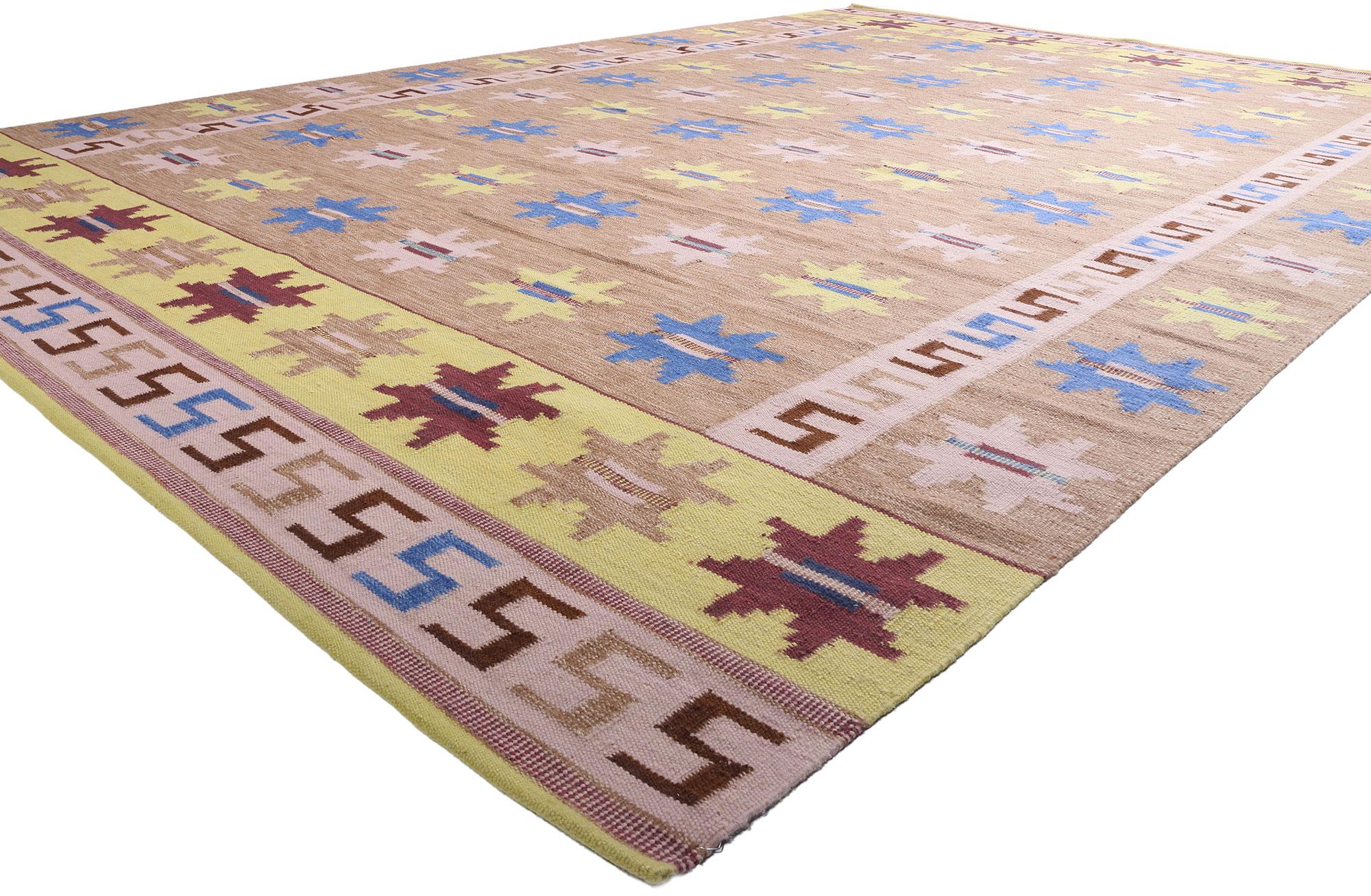 Wool New Scandinavian Modern Swedish Inspired Flatweave Carpet For Sale