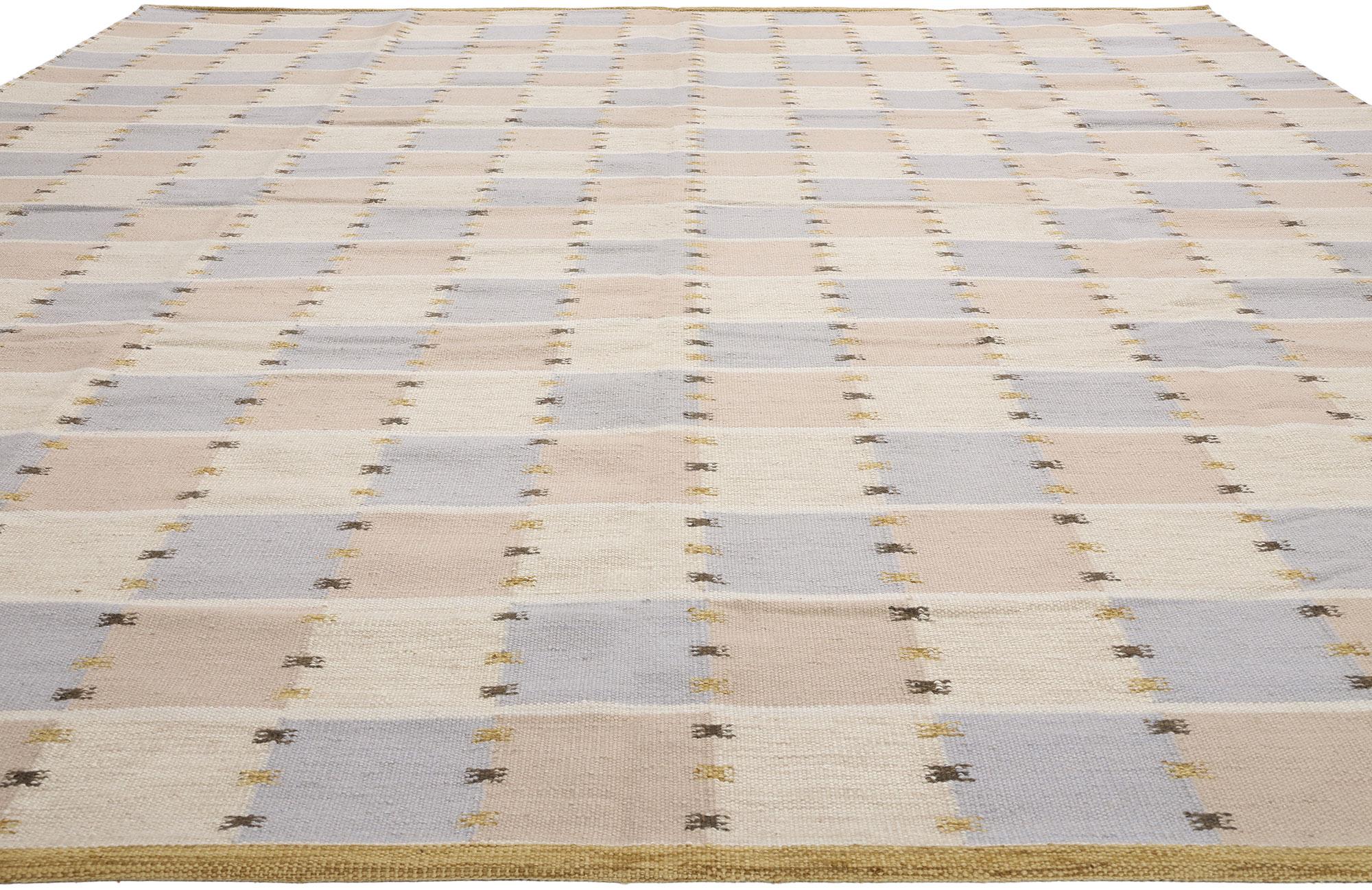 Scandinavian Modern New Scandinavian Swedish Inspired Kilim Röllakan, 11'09 x 13'07 For Sale