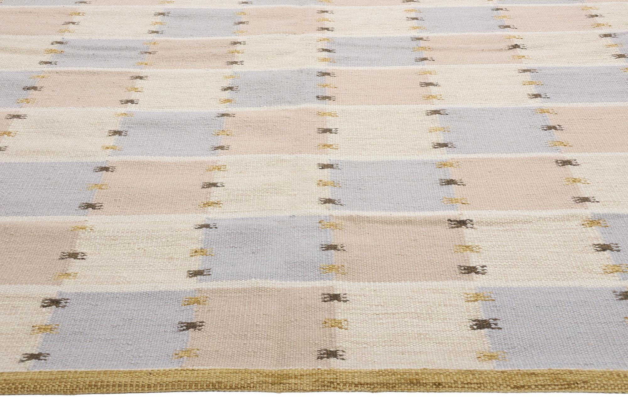 Indian New Scandinavian Swedish Inspired Kilim Röllakan, 11'09 x 13'07 For Sale