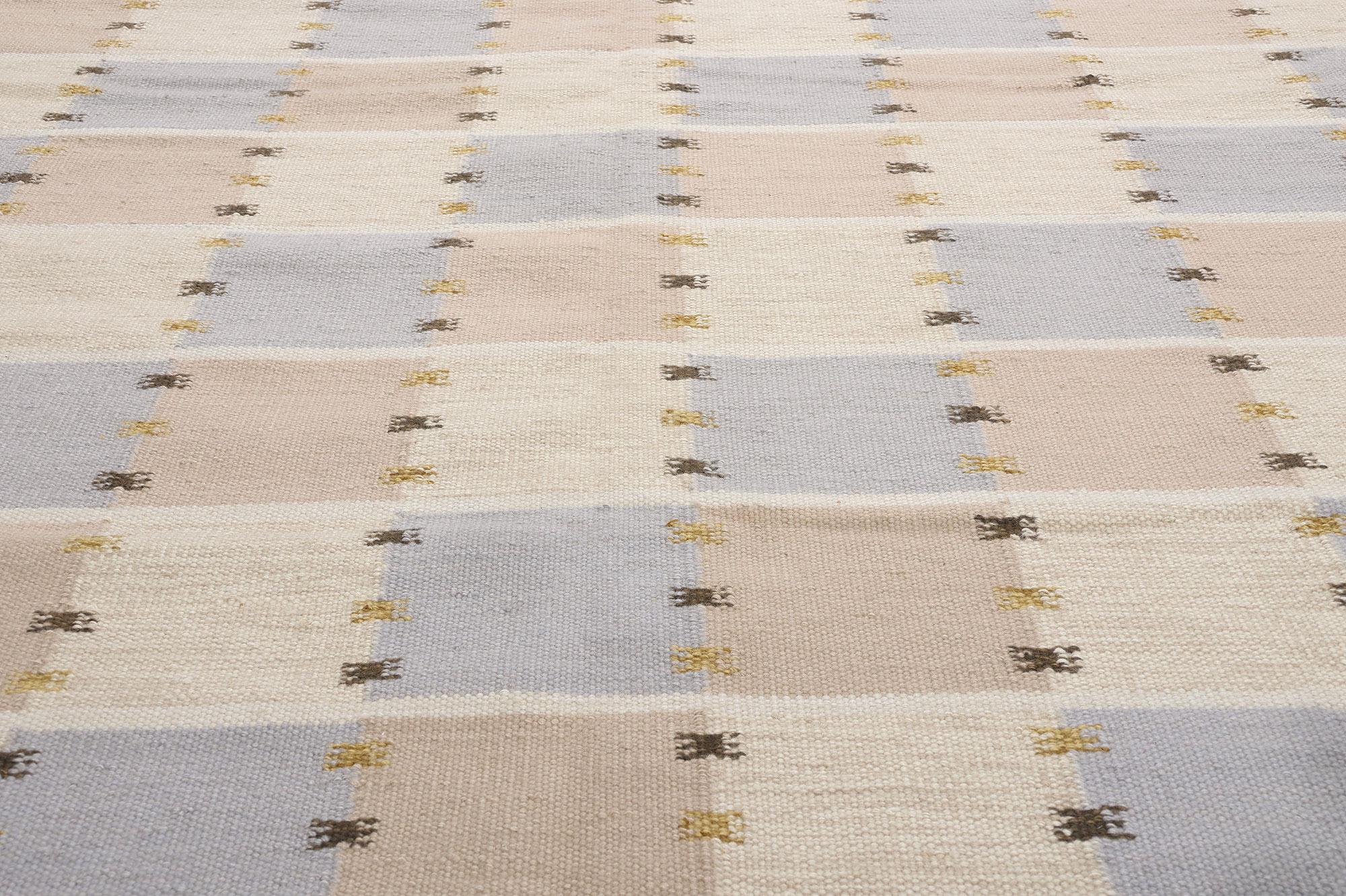 Hand-Woven New Scandinavian Swedish Inspired Kilim Röllakan, 11'09 x 13'07 For Sale