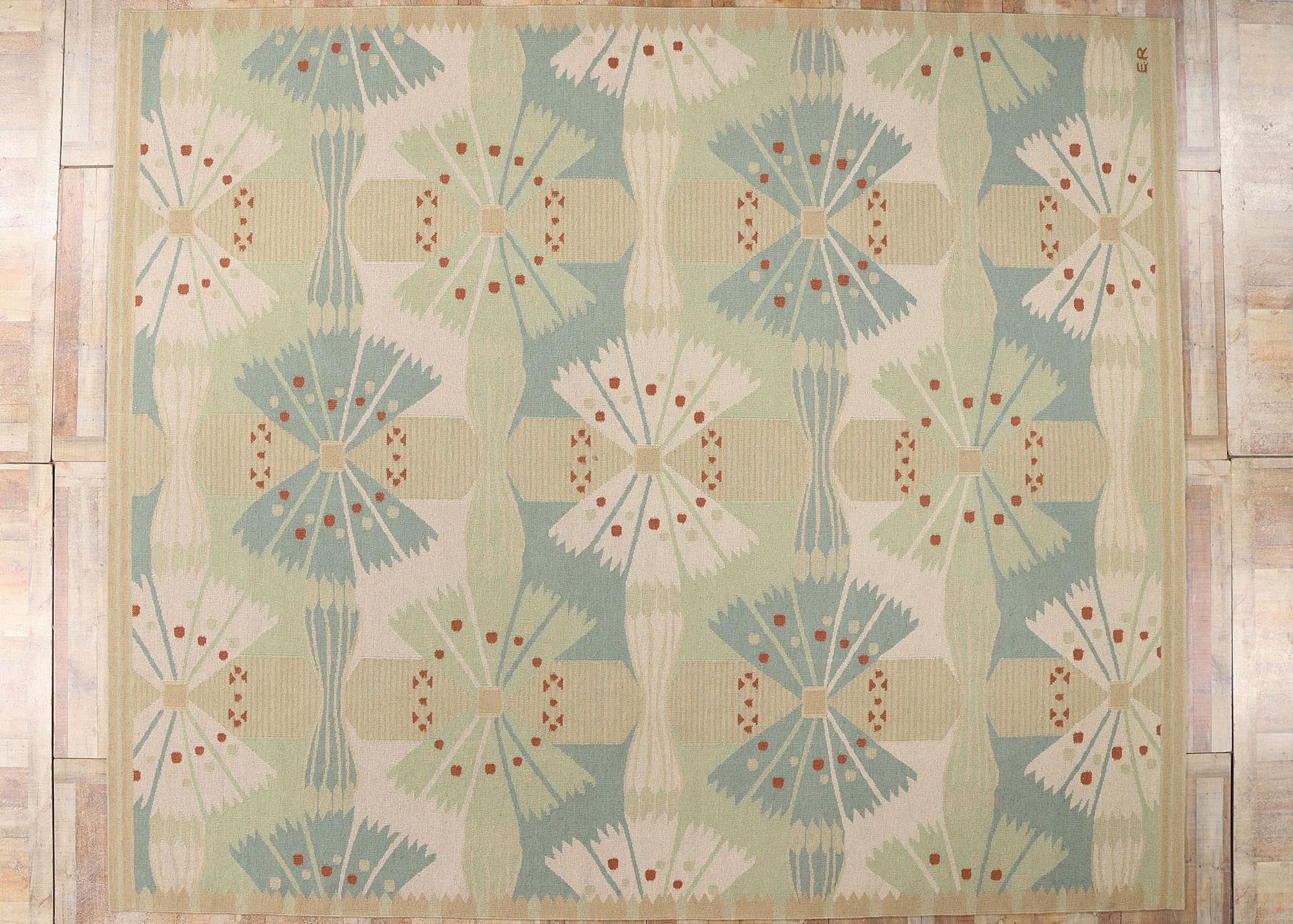 New Scandinavian Modern Swedish Inspired Kilim Röllakan, 12'04 x 14'08 For Sale 3