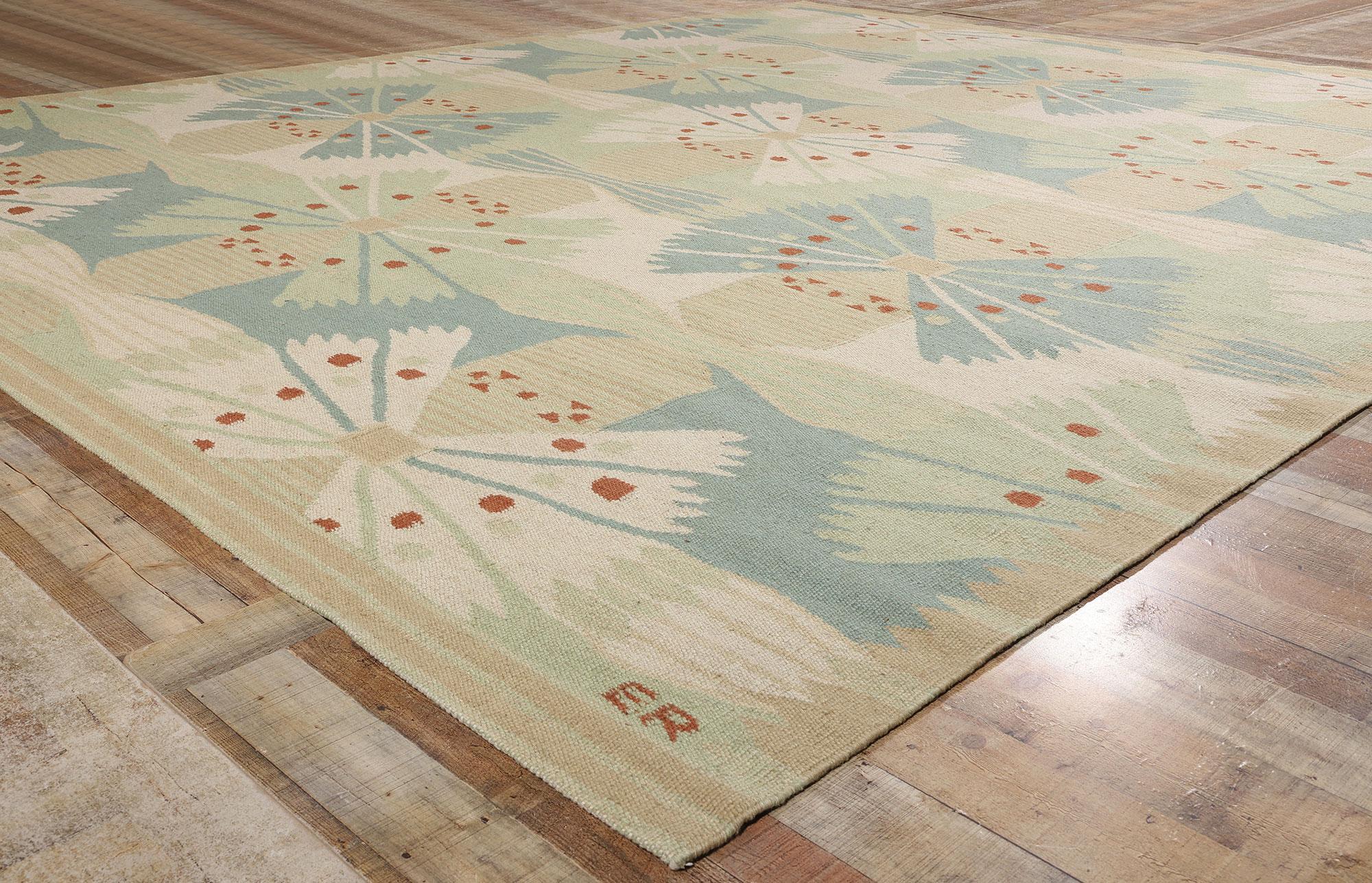 New Scandinavian Modern Swedish Inspired Kilim Röllakan, 12'04 x 14'08 For Sale 1