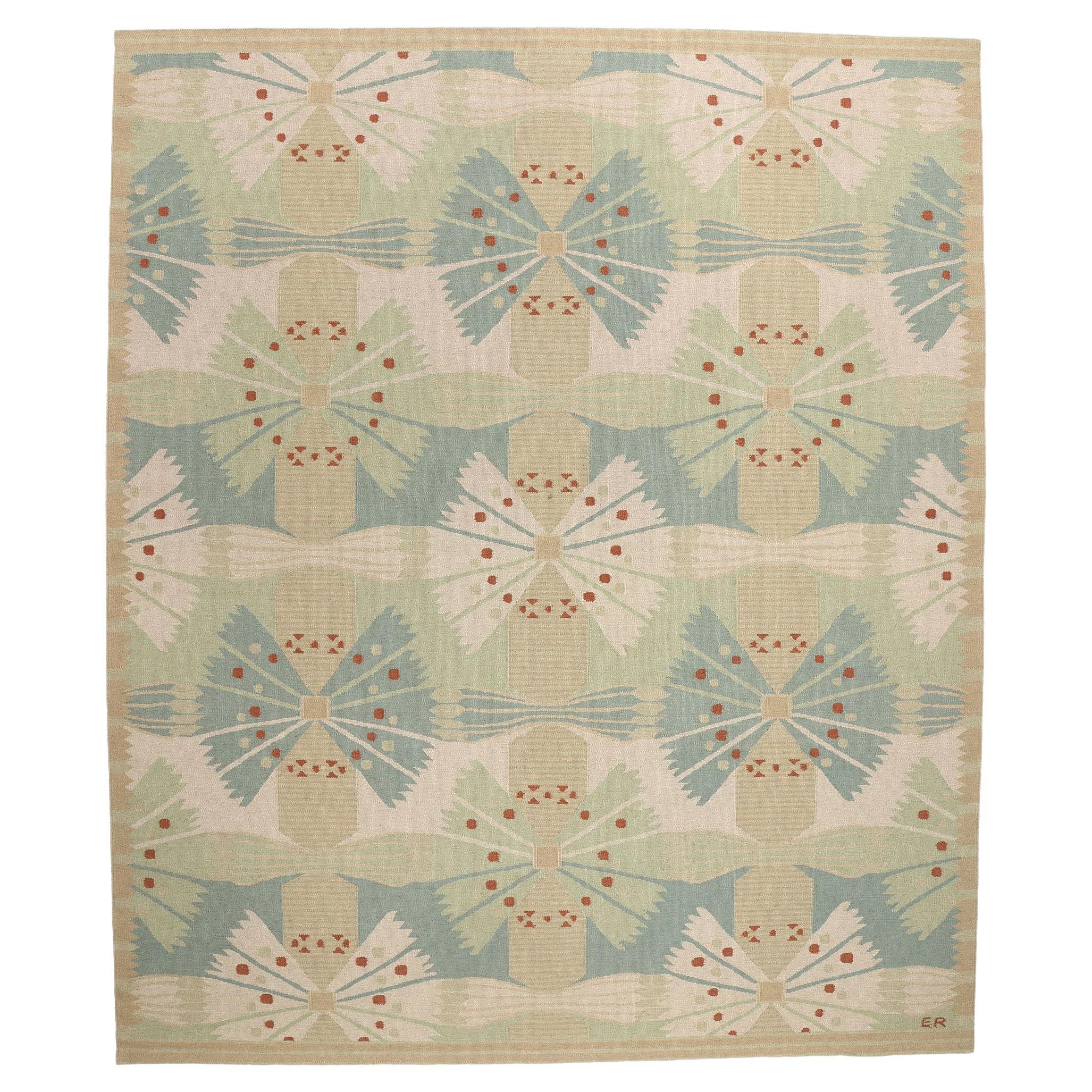 New Scandinavian Modern Swedish Inspired Kilim Röllakan, 12'04 x 14'08 For Sale