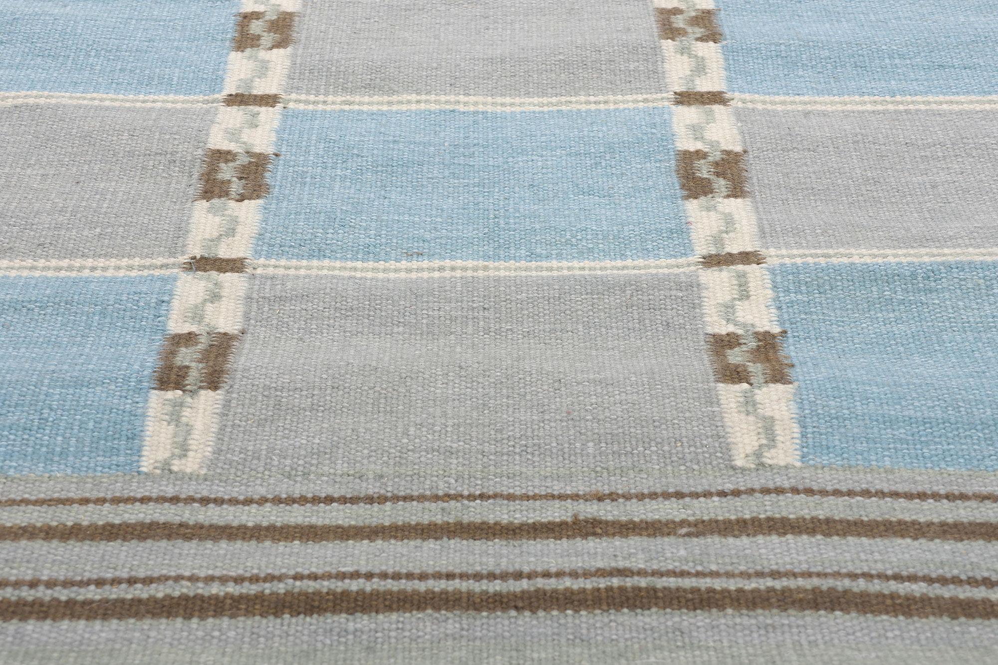 Hand-Woven New Scandinavian Modern Swedish-Style Röllakan Carpet, 12'04 x 14'10 For Sale