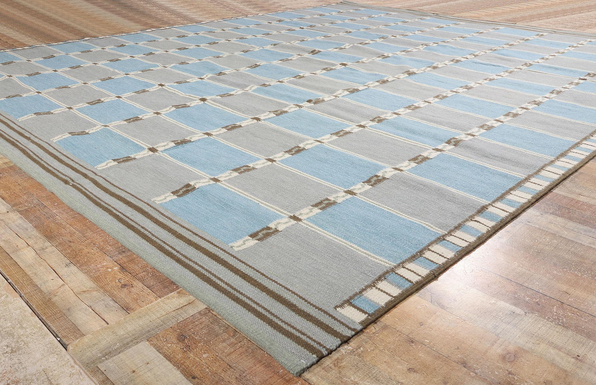 Wool New Scandinavian Modern Swedish-Style Röllakan Carpet, 12'04 x 14'10 For Sale