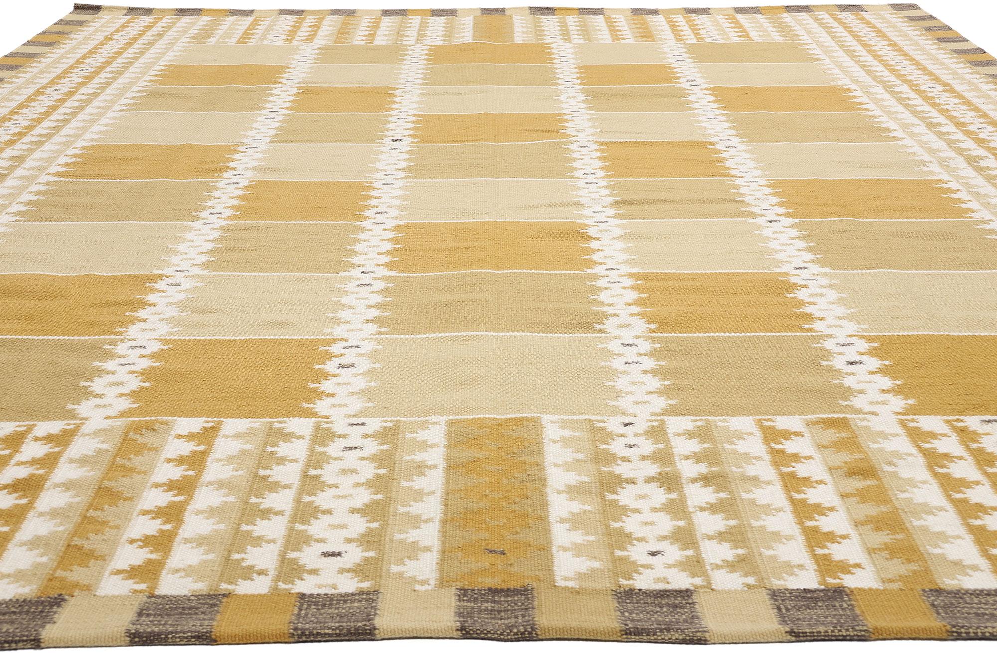 Scandinavian Modern New Scandinavian Swedish Inspired Kilim Röllakan, 10'02 x 13'00