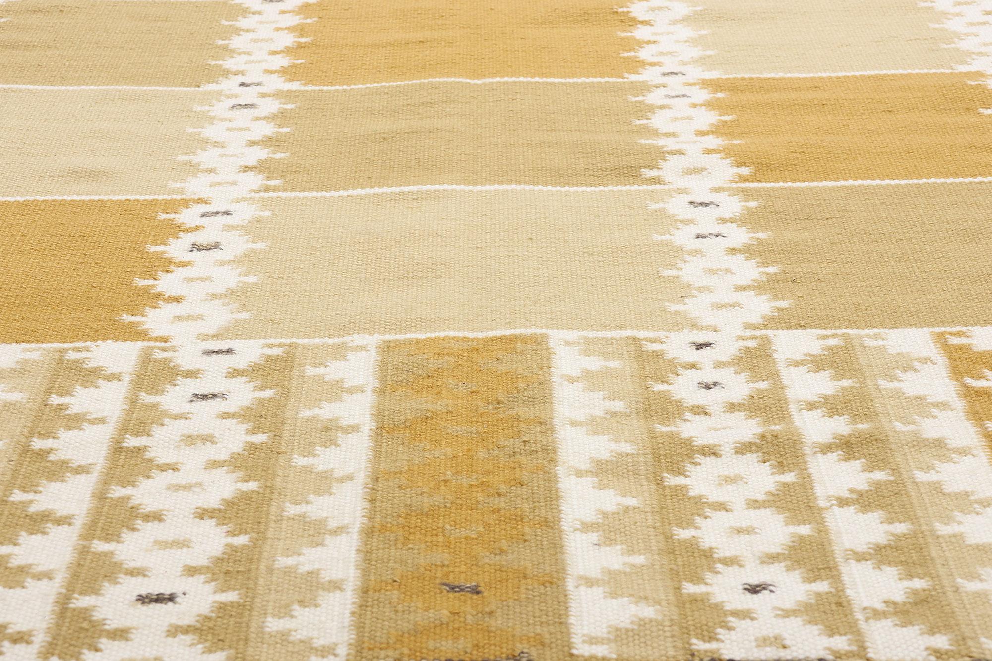Hand-Woven New Scandinavian Swedish Inspired Kilim Röllakan, 10'02 x 13'00