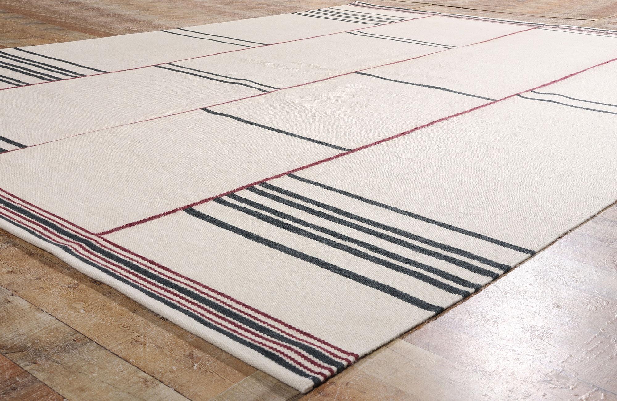 Nouveau tapis Kilim d'inspiration suédoise Couleurs terre, Stege Randmönster en vente 5