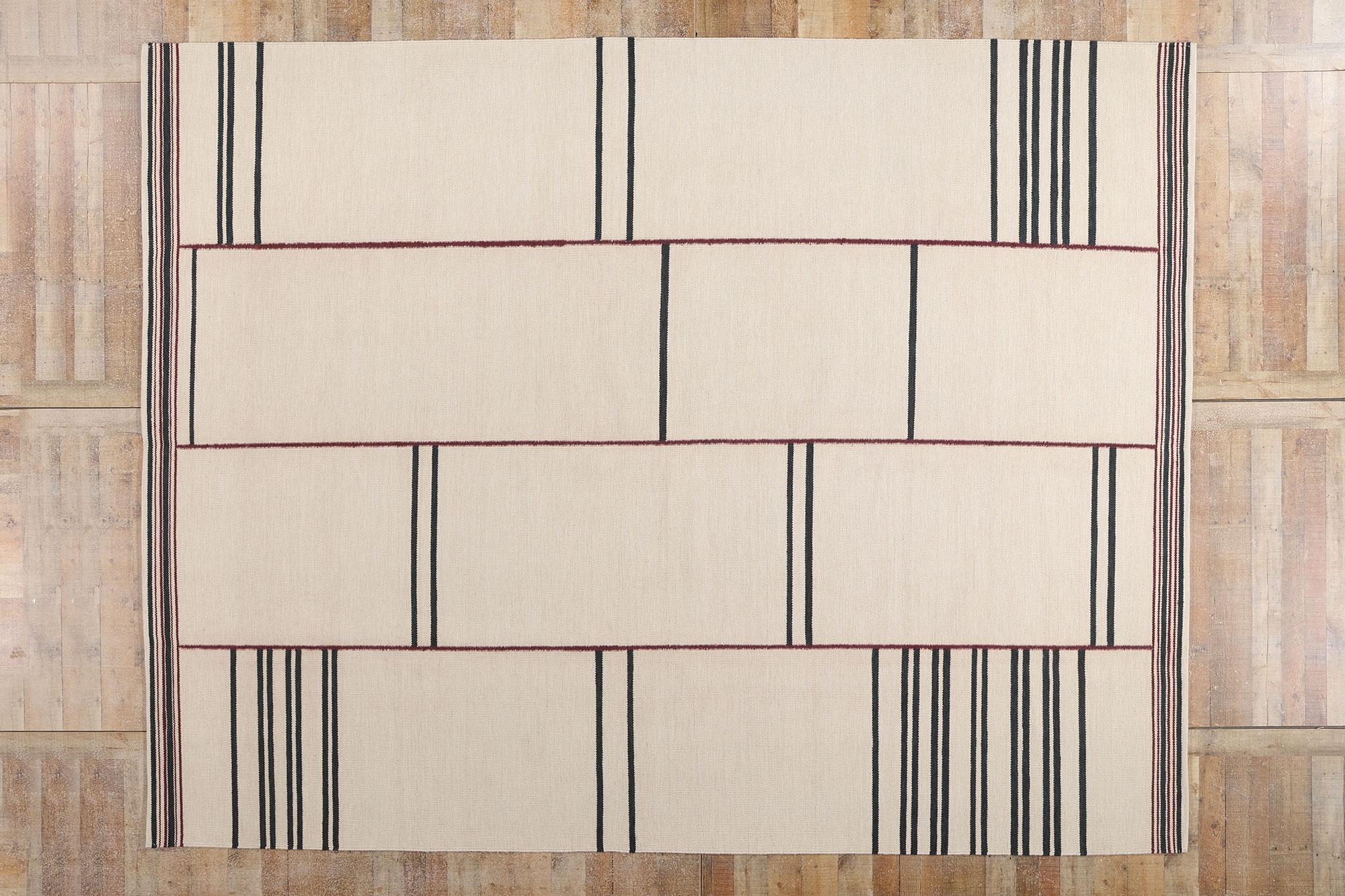 Nouveau tapis Kilim d'inspiration suédoise Couleurs terre, Stege Randmönster en vente 9