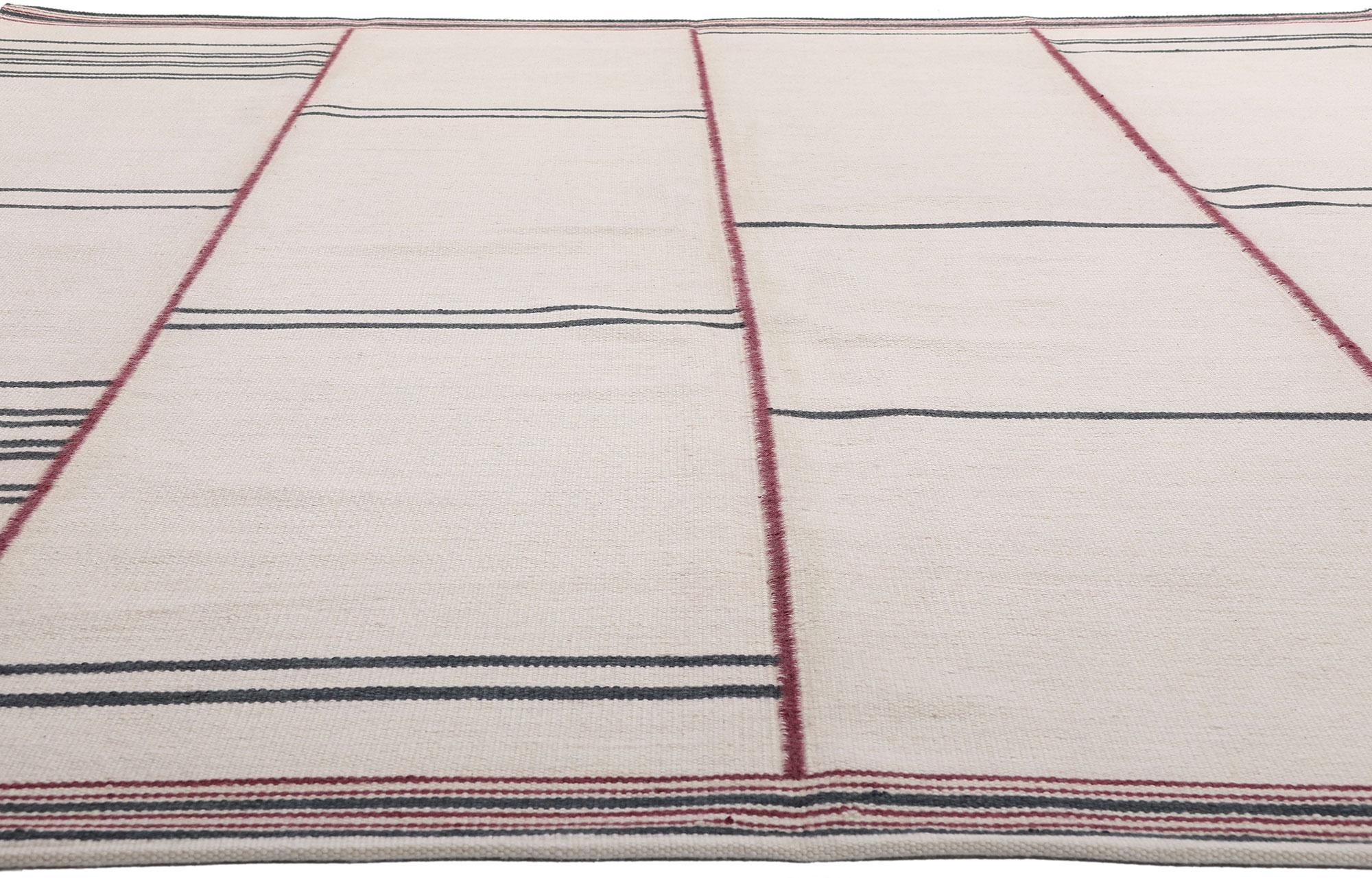 Indien Nouveau tapis Kilim d'inspiration suédoise Couleurs terre, Stege Randmönster en vente