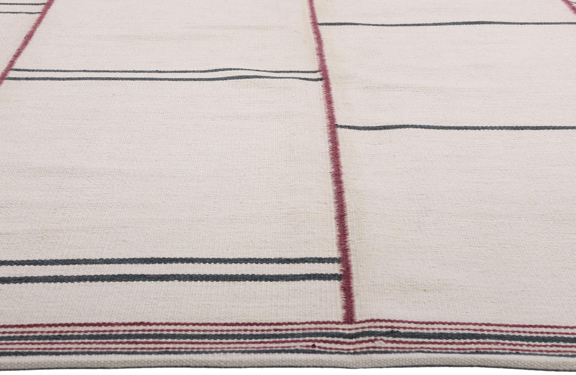 XXIe siècle et contemporain Nouveau tapis Kilim d'inspiration suédoise Couleurs terre, Stege Randmönster en vente