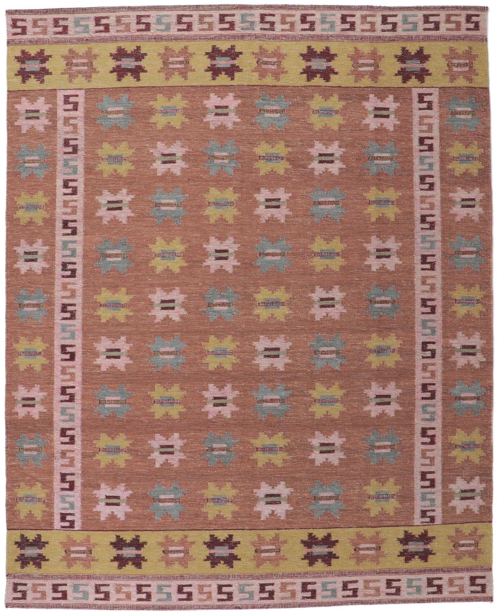 New Scandinavian Swedish Röllakan Inspired Kilim For Sale 1