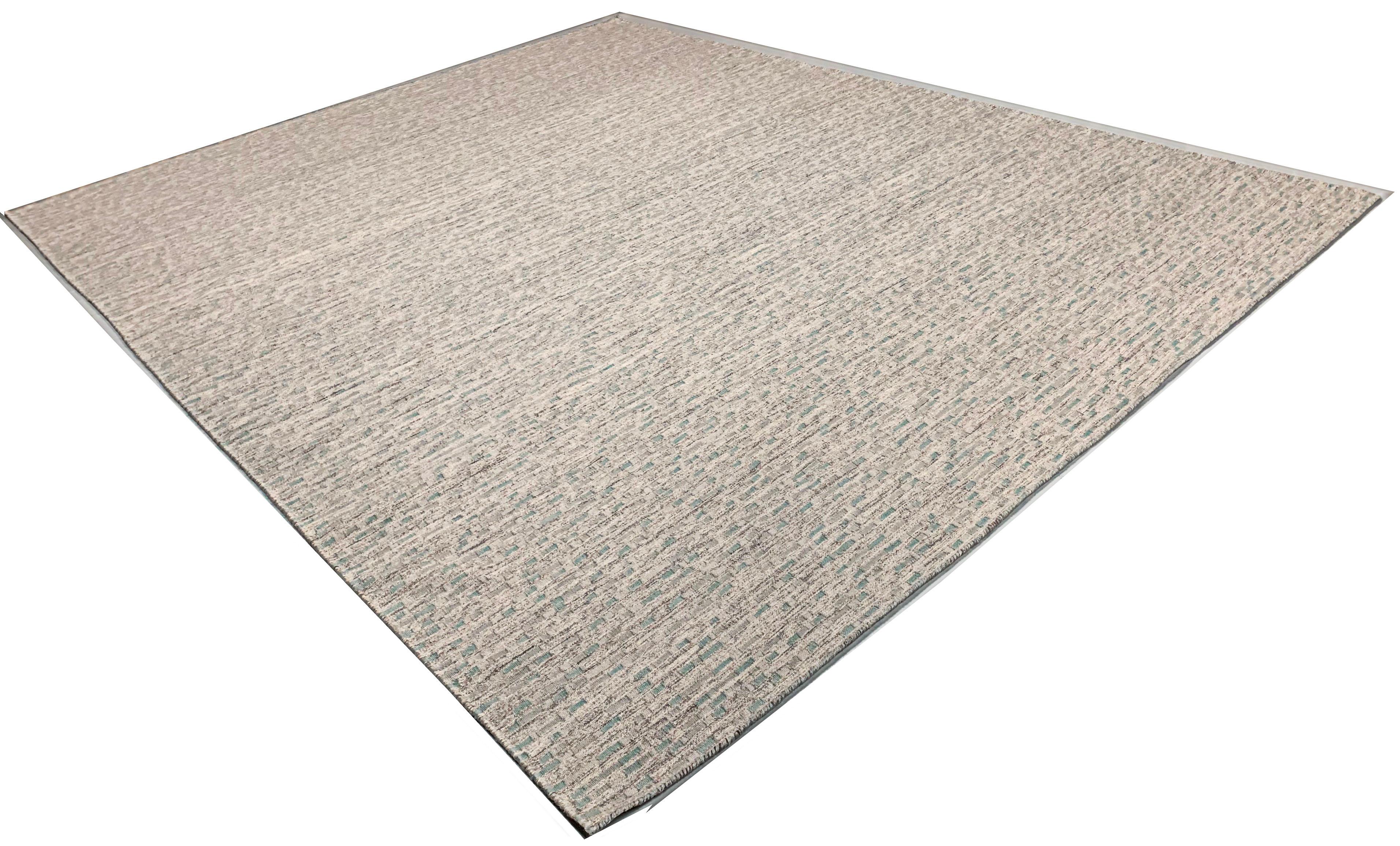 Hand-Woven New Scandinavian Swedish Style Flatweave Collection Aqua Rug  8' x 10' For Sale