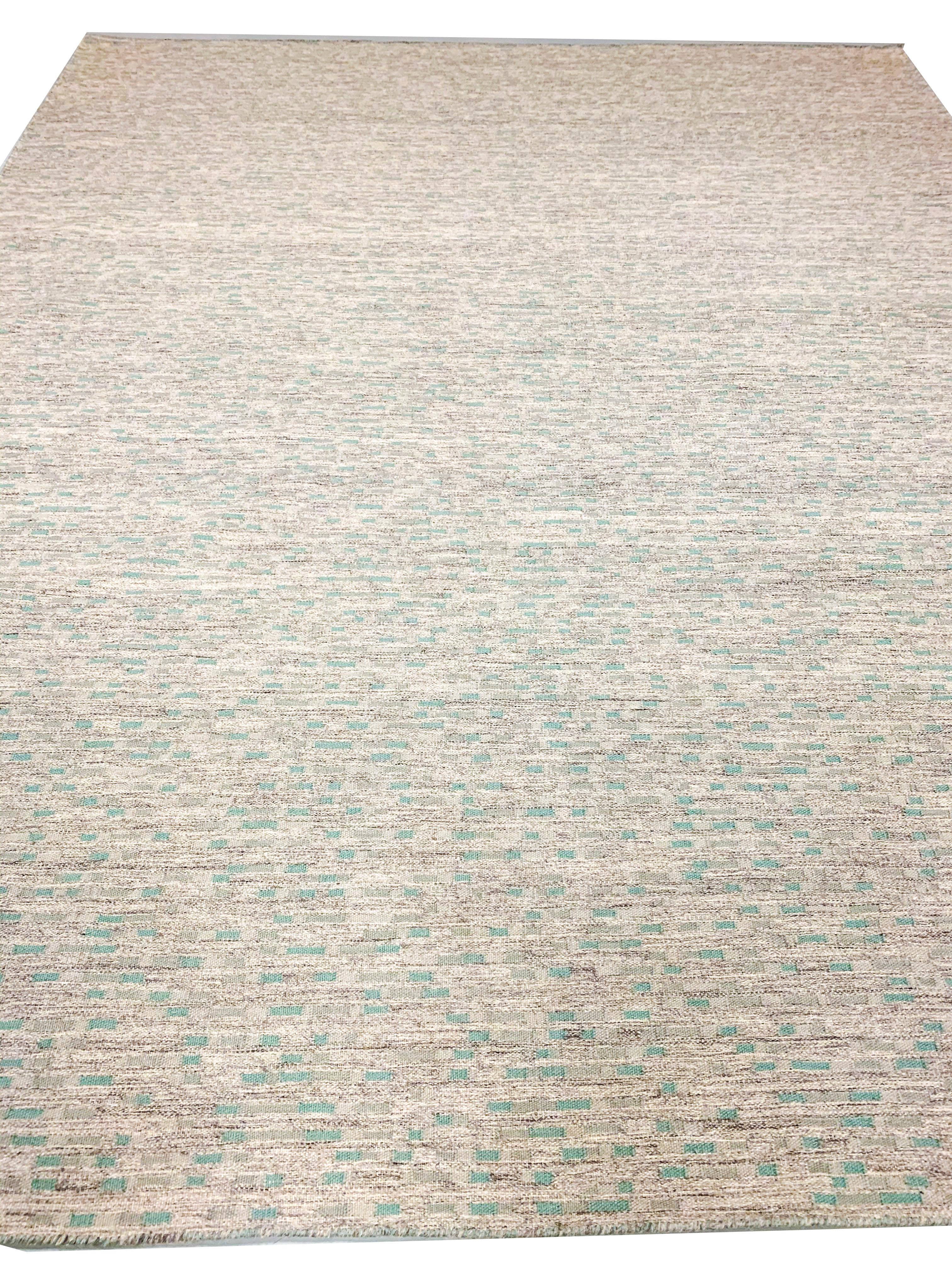 New Scandinavian Swedish Style Flatweave Collection Aqua Rug  8' x 10' In New Condition For Sale In New York, NY