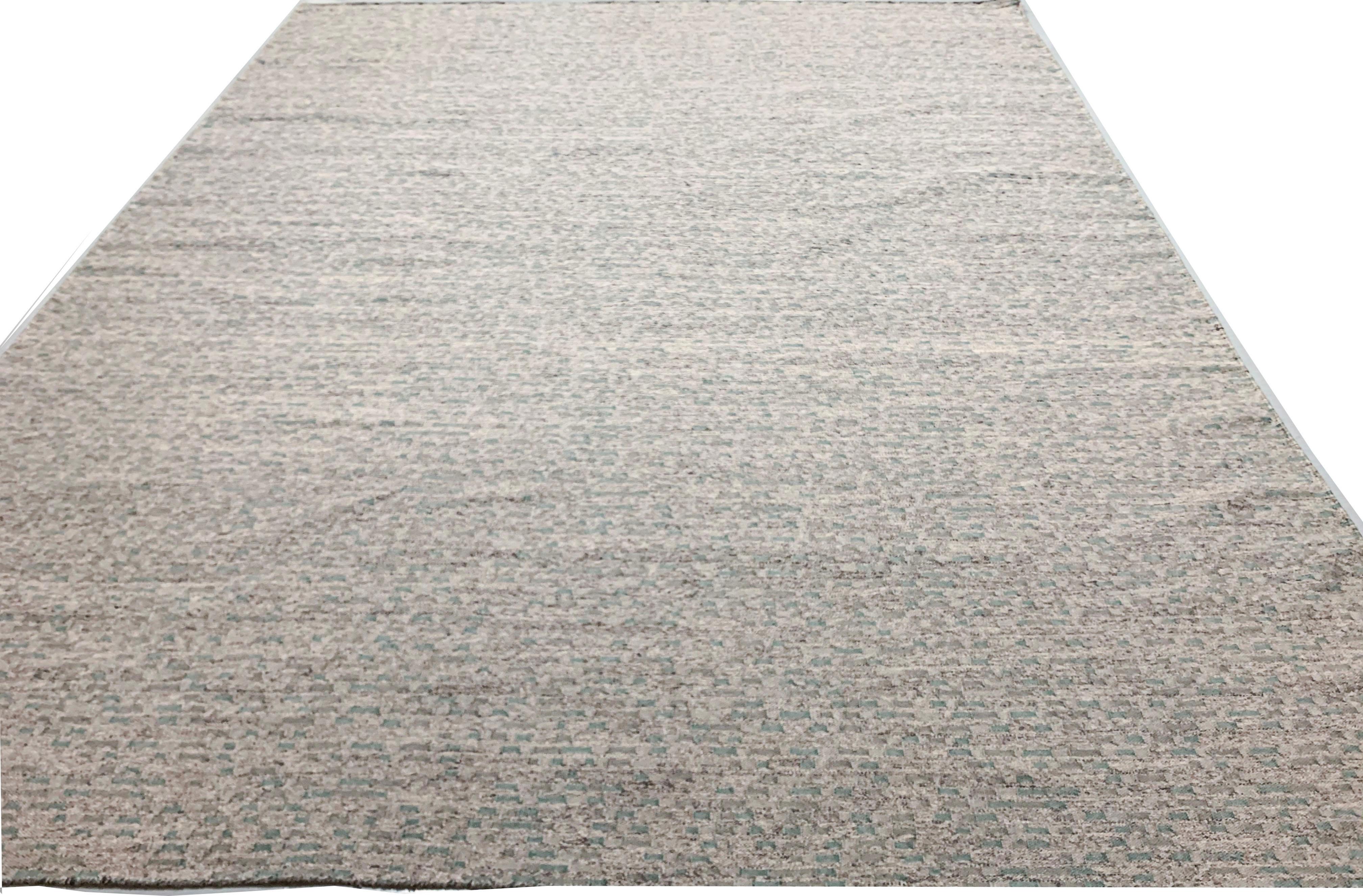 Wool New Scandinavian Swedish Style Flatweave Collection Aqua Rug  8' x 10' For Sale