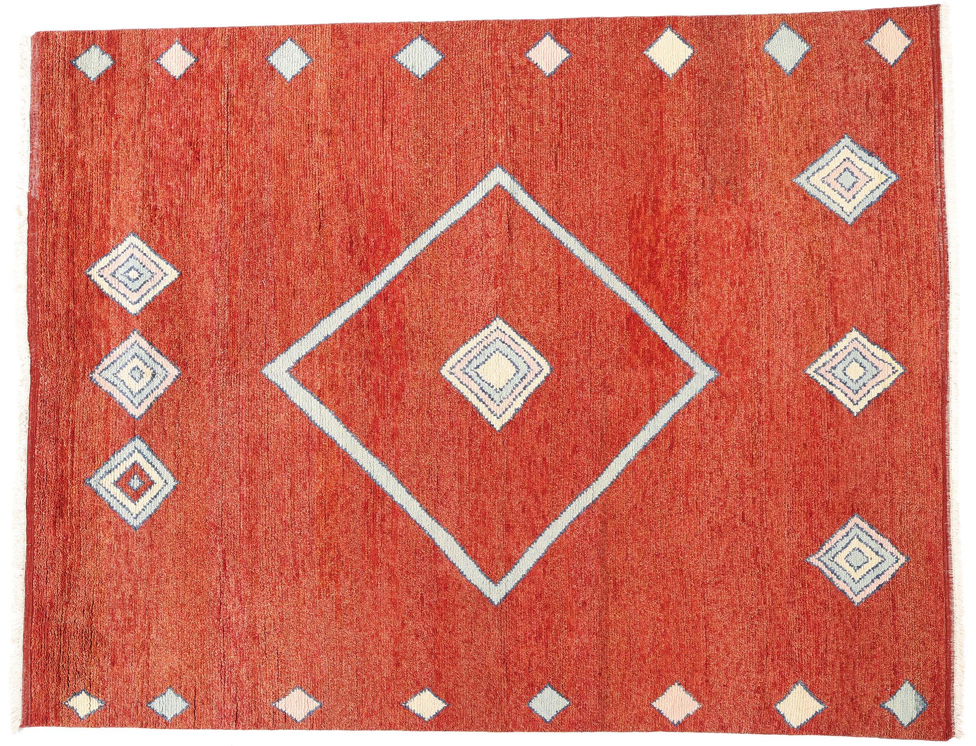 Nouveau tapis marocain rouge écarlate Nomad Modern, 09'04 x 11'11 en vente 2