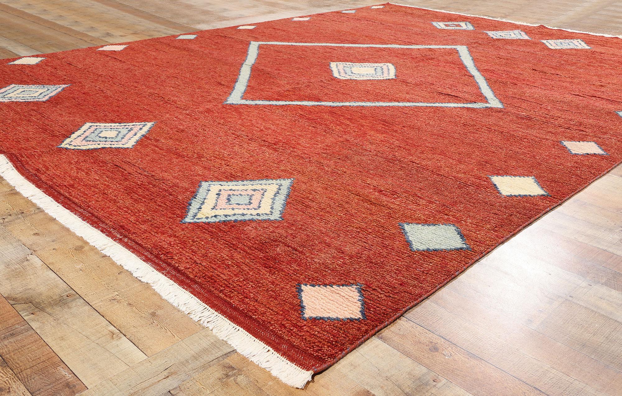 XXIe siècle et contemporain Nouveau tapis marocain rouge écarlate Nomad Modern, 09'04 x 11'11 en vente