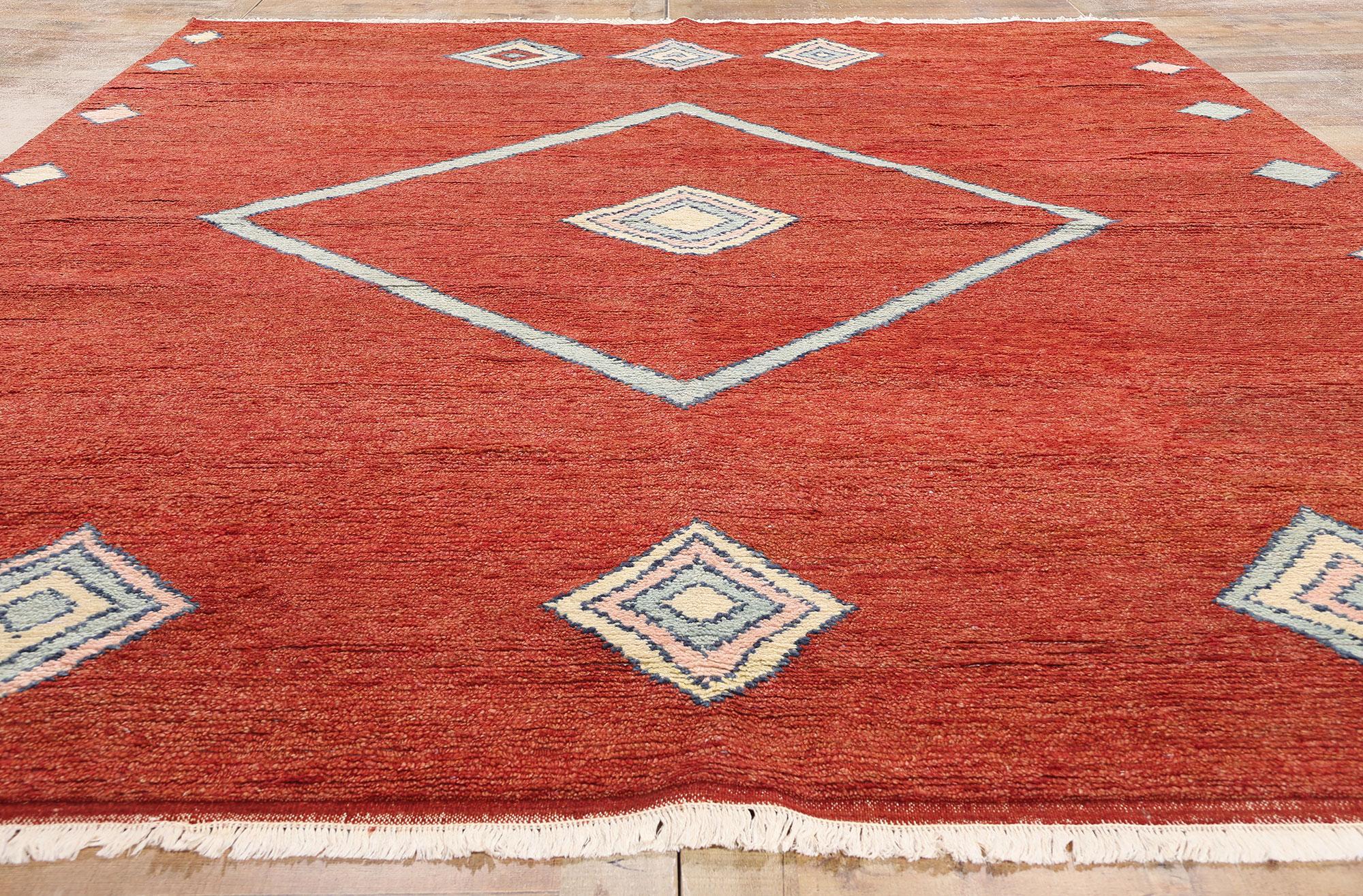 Laine Nouveau tapis marocain rouge écarlate Nomad Modern, 09'04 x 11'11 en vente