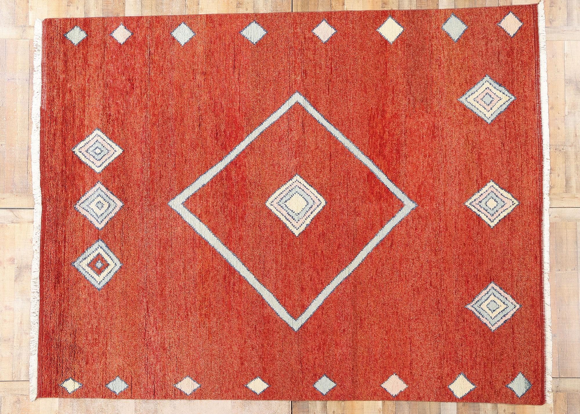 Nouveau tapis marocain rouge écarlate Nomad Modern, 09'04 x 11'11 en vente 1