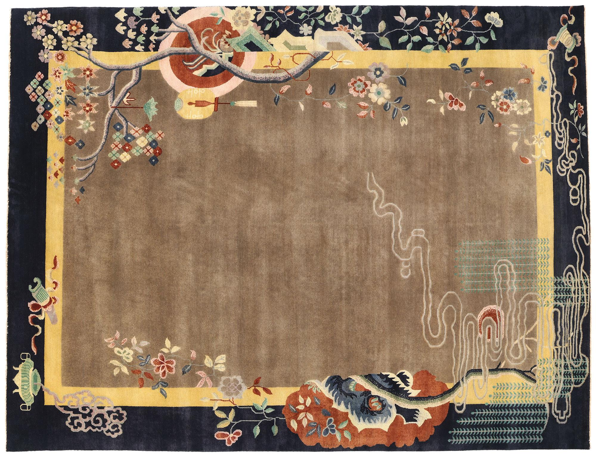 New Scholar's Harmony Modernity Chinese Art Deco Rug, 09'10 x 12'10 en vente 2