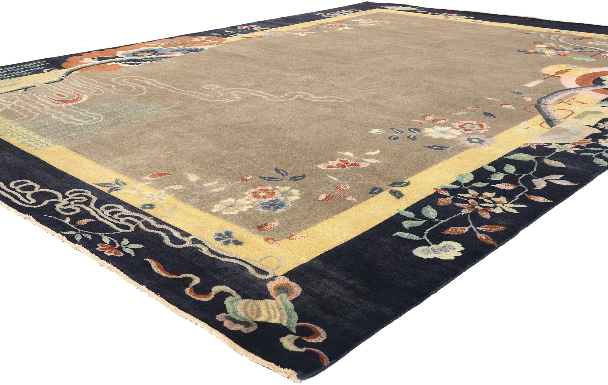 31093 New Modern Chinese Art Deco Rug, 09'10 x 12'10. Cet exquis tapis Art déco chinois moderne en laine nouée à la main est un chef-d'œuvre de design contemporain inspiré par l'élégance intemporelle du style Walter Nichols des années 1920 et 1930.