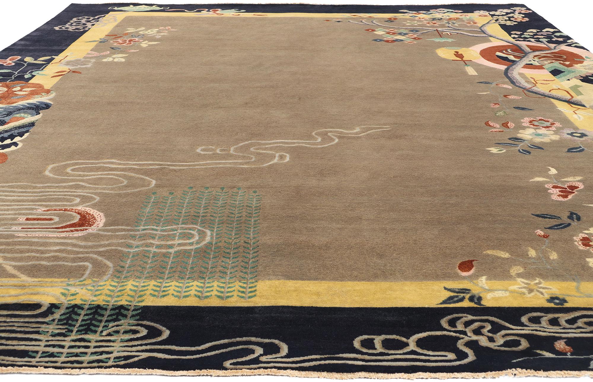 Art déco New Scholar's Harmony Modernity Chinese Art Deco Rug, 09'10 x 12'10 en vente