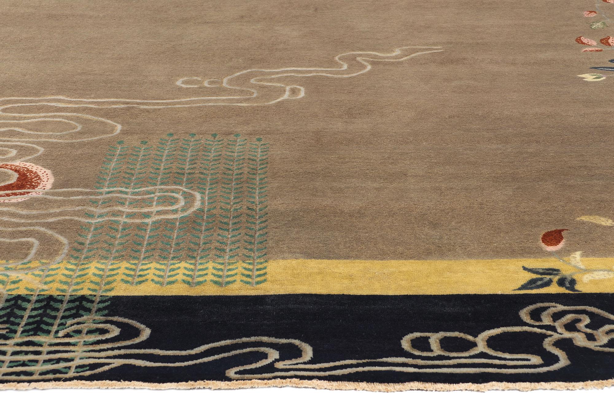 Indien New Scholar's Harmony Modernity Chinese Art Deco Rug, 09'10 x 12'10 en vente