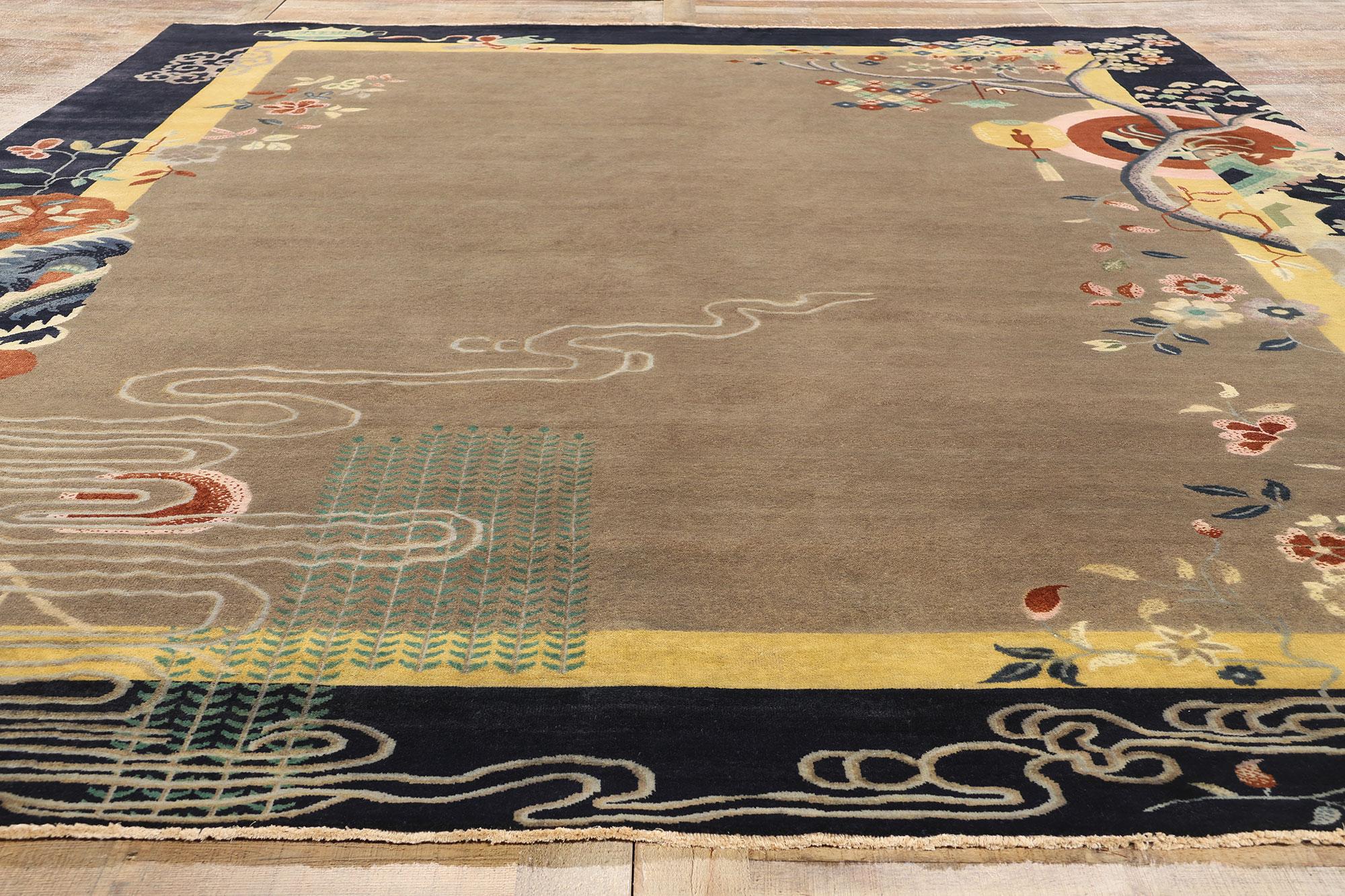 Laine New Scholar's Harmony Modernity Chinese Art Deco Rug, 09'10 x 12'10 en vente