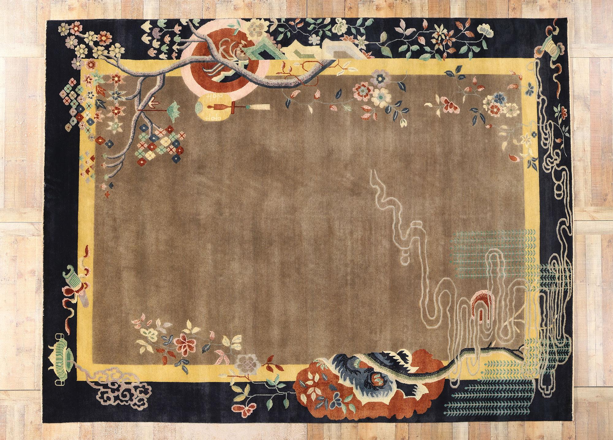 New Scholar's Harmony Modernity Chinese Art Deco Rug, 09'10 x 12'10 en vente 1