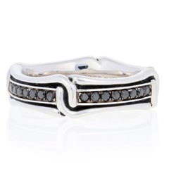 Scott Kay 1.28 Carat Round Cut Black Spinel Wedding Band, 14k Gold Men's Ring