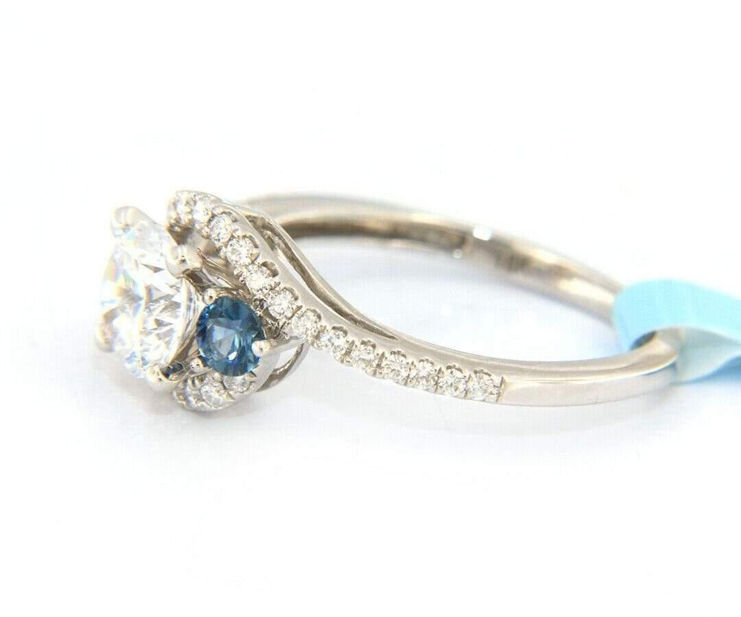Women's New Scott Kay Diamond and Sapphire Swirl Semi Mount Ring in 18K White Gold For Sale