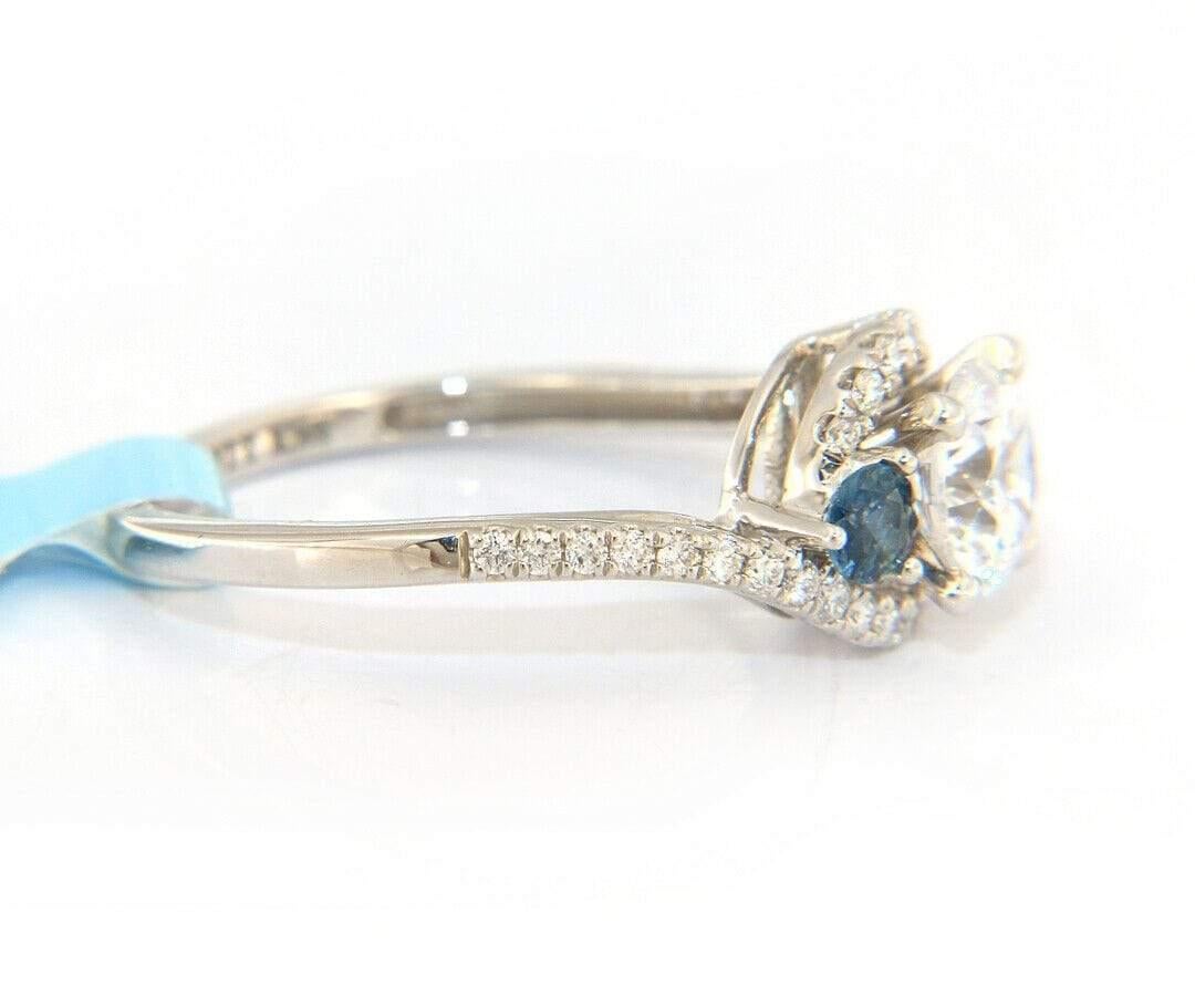 New Scott Kay Diamond and Sapphire Swirl Semi Mount Ring in 18K White Gold For Sale 1