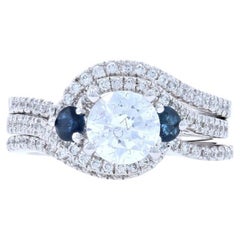 Neu Scott Kay Halbmond-Hochzeits-Set, 14k Gold Bypass-Saphire Diamanten 0,89ctw