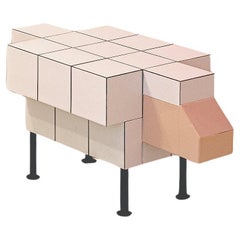 Side Table White Ceramic Tiles Sculptural Sheep Taula Ovella by Bussoga