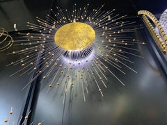 New Sculpture Bronze Sunburst Wall or Ceiling Lamp
