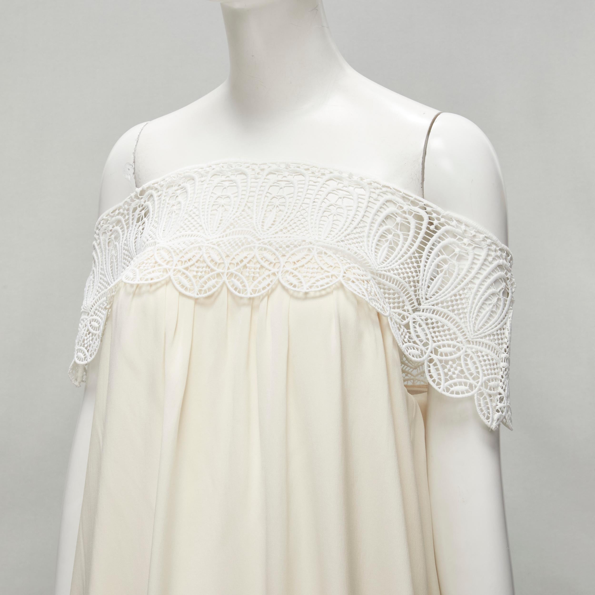 new SELF PORTRAIT cream lace detail off shoulder wedding dress UK10 M
Reference: YNWG/A00130
Brand: Self Portrait
Material: Viscose, Silk
Color: Cream
Pattern: Solid
Closure: Slip On
Extra Details: Two side pockets present.
Made in: