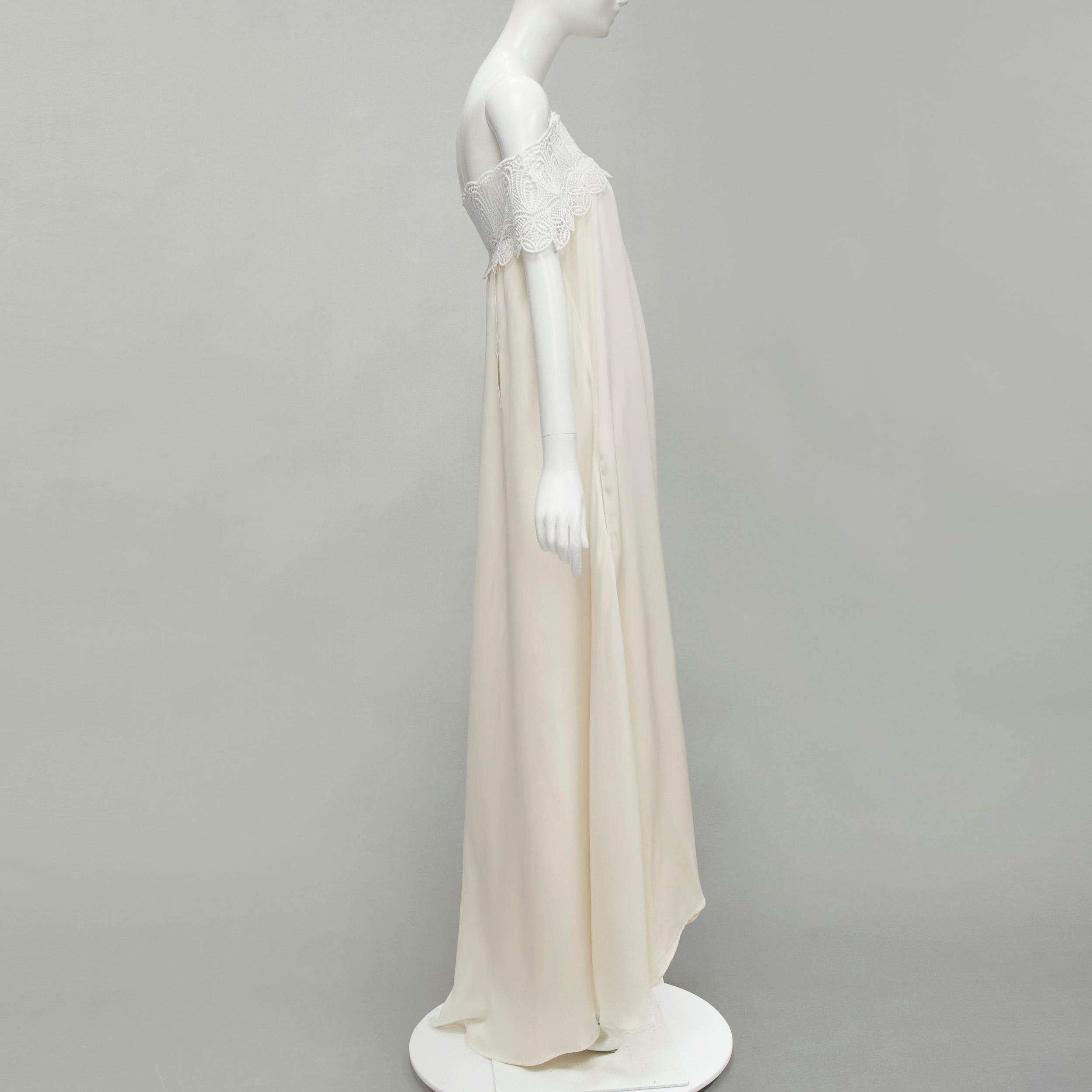 new SELF PORTRAIT cream lace detail off shoulder wedding dress UK10 M In New Condition In Hong Kong, NT