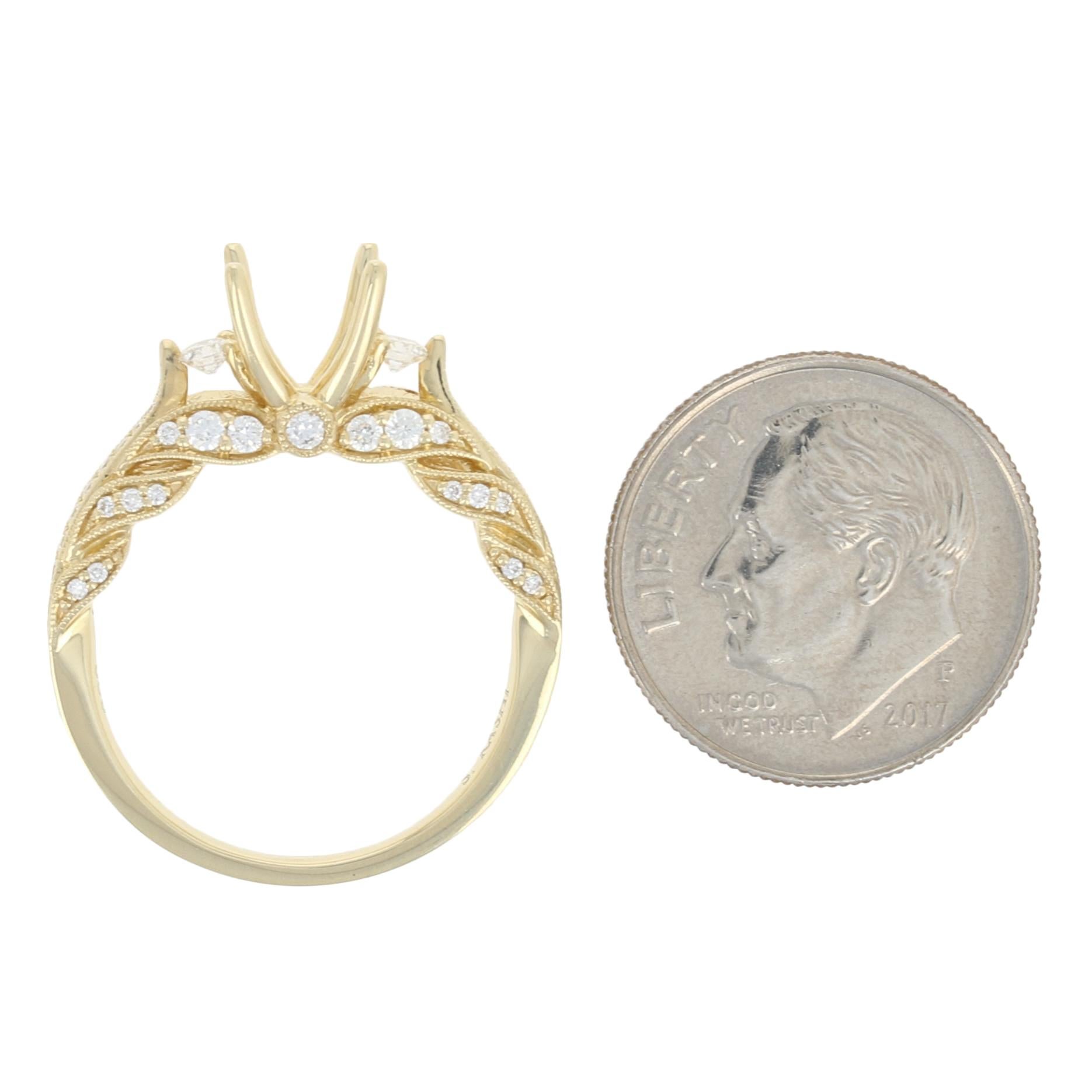 Women's New Semi-Mount Engagement Ring, 14k Gold Diamonds Round Brilliant .42ctw
