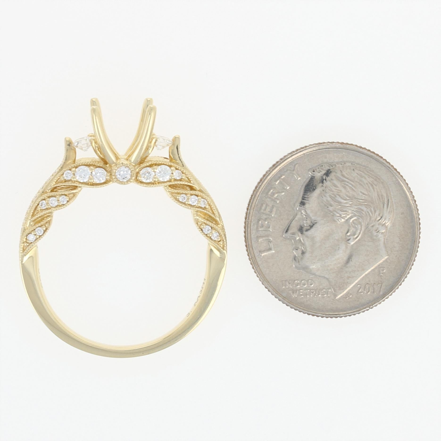 Semi-Mount Engagement Ring, 14 Karat Gold Diamonds Round Brilliant .42 Carat In New Condition In Greensboro, NC