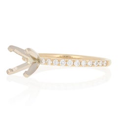 Semi-Mount Engagement Ring, 14 Karat Gold Fits Center with Diamonds .27 Carat