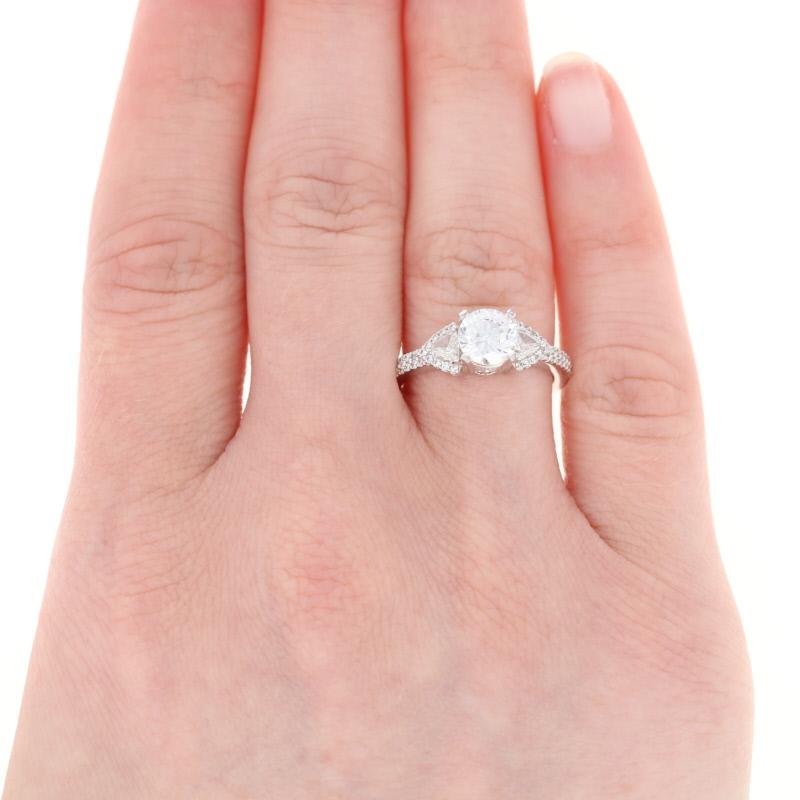 Trillion Cut Semi-Mount Engagement Ring, 14 Karat Gold Fits Center with Diamonds .41 Carat For Sale