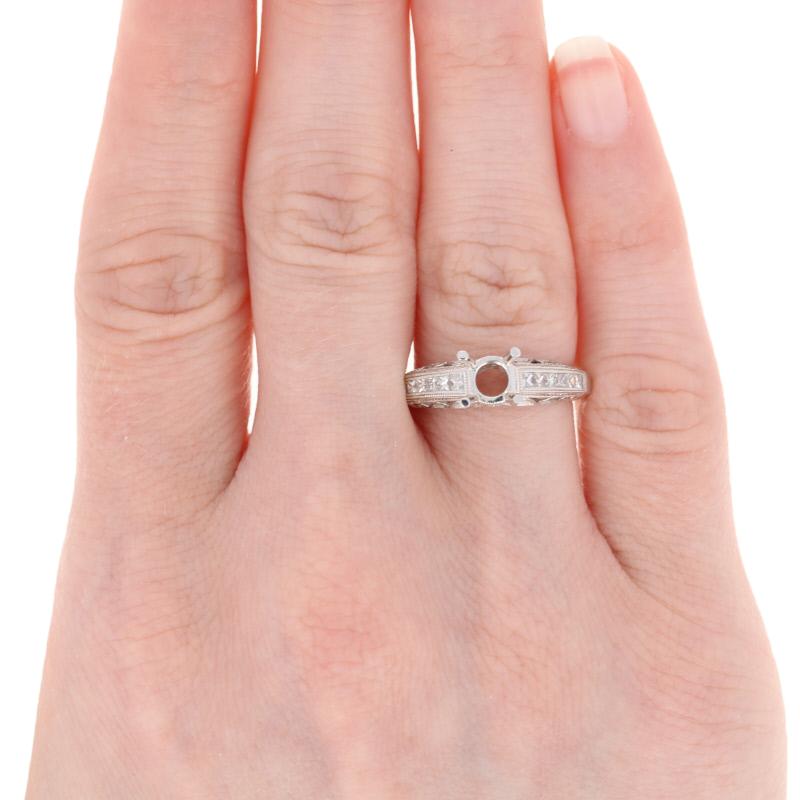 Princess Cut Semi-Mount Engagement Ring, 14 Karat Gold for Center Diamond Accents .42 Carat