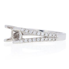 Semi-Mount Engagement Ring 14 Karat White Gold for Center Diamonds .36 Carat